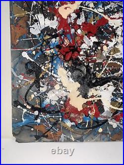 Mid Century American Abstract Expressionism Enamel Oil Painting on Board DripArt