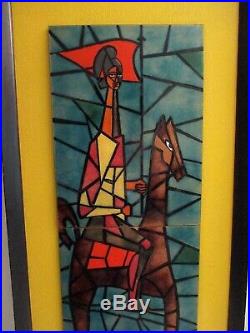 Mid-century Modern Judith Daner Conquistador on Horse Enameled Copper Painting