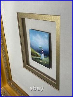 Miniature Victorian Sea Scene Enamel Painting Signed/Framed 4000
