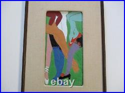 Mis Century Modern Painting Enamel On Copper Pop Women's Legs Modernism 1970's