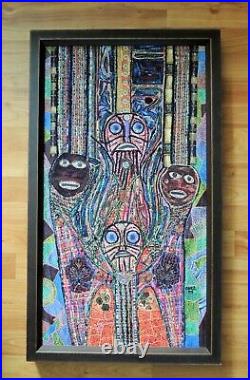 Mixed Media Painting, Art Work by ONEL Haitian Artist Lionel Paul 2005, FREE S&H
