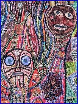 Mixed Media Painting, Art Work by ONEL Haitian Artist Lionel Paul 2005, FREE S&H