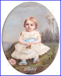 Mme Louise Lamuniere Portrait of a little child, enamel miniature, 1850s
