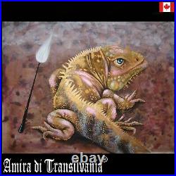 Modern art contemporary painting figure iguana reptile portrait animal fetishist