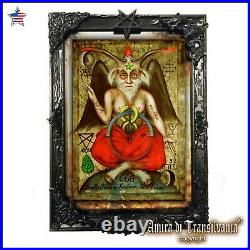Modern art painting figurative decorative frame lucifer satana satanic baphomet