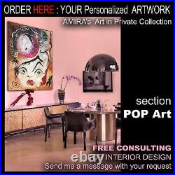 Modern contemporary figurative pop art painting decor woman figure girl portrait