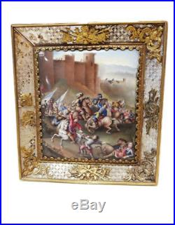 Museum Quality / Rare 19th French Enamel Painting of a Battle