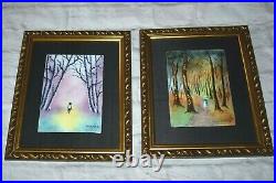 NICE Vintage DOM MINGOLLA Enamel on Copper 2 Paintings Signed #3
