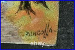 NICE Vintage DOM MINGOLLA Enamel on Copper 2 Paintings Signed #3