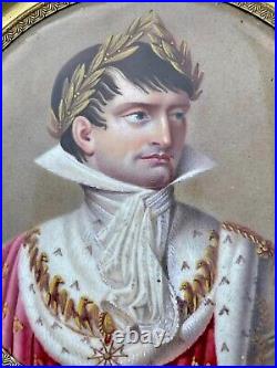 Napoleon Bonaparte Emperor Enamel Painting On Plaque By Goulu, 1806