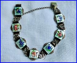 Norway Silver Flower Enamel Bracelet Nils Elvik