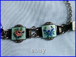 Norway Silver Flower Enamel Bracelet Nils Elvik