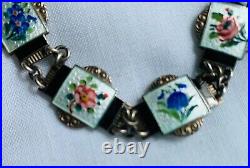 Norway Silver Flower Enamel Bracelet Nils Elvik