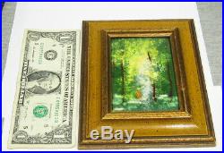 OLD Original Parthesius Enamel on Copper Abstract Impressionist Woman in Forest