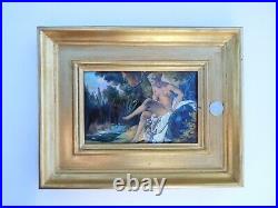 One Of A Kind Circa 1920 French Nude Goddess Diana Signed Enamel Painting