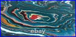Original ABSTRACT Painting Contemporary Art Modern Fluid Art Acrylic Pour 12x24
