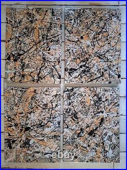 Original Abstract Action Painting jackson pollock style FOUR canvases