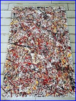 Original Abstract Action Painting jackson pollock style Set Of Three 12x24