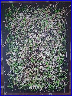 Original Abstract Action Painting jackson pollock style signed art decor