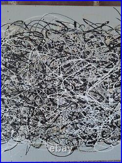 Original Abstract Action Painting jackson pollock style signed art decor