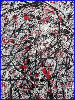 Original Abstract Action Painting jackson pollock style signed art decor