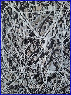 Original Abstract Action Painting jackson pollock style signed art decor