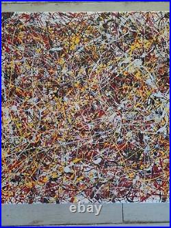 Original Abstract Action Painting jackson pollock style signed art decor paint