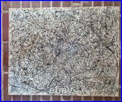 Original Abstract Action Painting jackson pollock style signed art decor paint