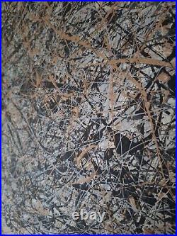 Original Abstract Action Painting jackson pollock style signed art unstretched