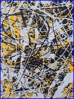 Original Abstract Action Painting jackson pollock style signed canvas