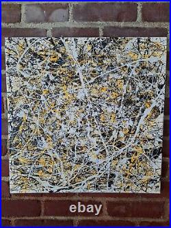 Original Abstract Action Painting jackson pollock style signed canvas