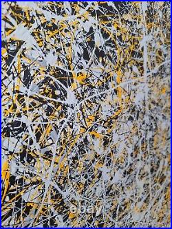 Original Abstract Action Painting jackson pollock style signed canvas