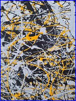 Original Abstract Action Painting jackson pollock style signed canvas