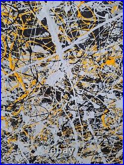 Original Abstract Action Painting jackson pollock style signed canvas