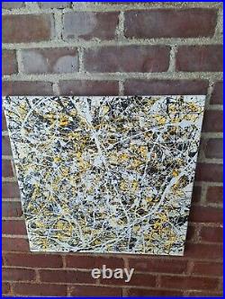 Original Abstract Action Painting jackson pollock style signed canvas