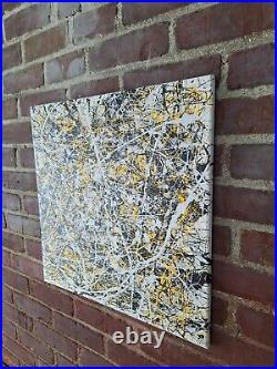 Original Abstract Action Painting jackson pollock style signed canvas