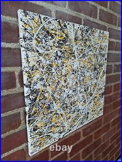 Original Abstract Action Painting jackson pollock style signed canvas