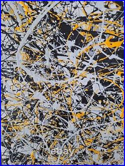 Original Abstract Action Painting jackson pollock style signed canvas