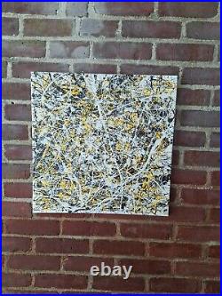 Original Abstract Action Painting jackson pollock style signed canvas