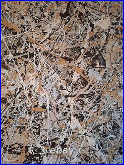 Original Abstract Action Painting jackson pollock style unstretched 36x38 Canvas