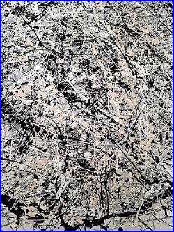 Original Abstract Action Painting jackson pollock style unstretched 36x41 Canvas