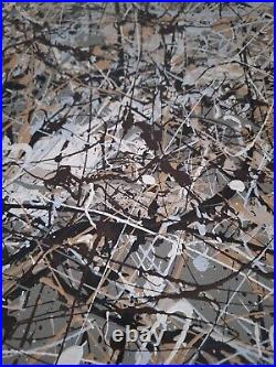 Original Abstract Action Painting jackson pollock style unstretched 36x41 Canvas