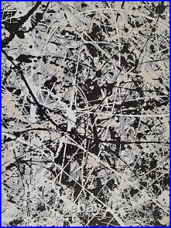 Original Abstract Action Painting jackson pollock style unstretched 36x41 Canvas