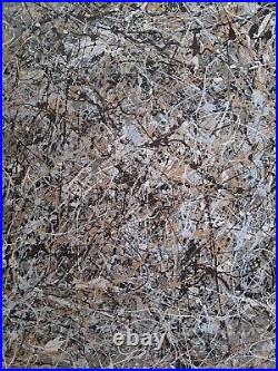 Original Abstract Action Painting jackson pollock style unstretched 36x41 Canvas