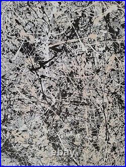 Original Abstract Action Painting jackson pollock style unstretched 36x41 Canvas