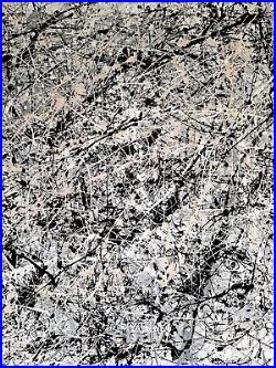 Original Abstract Action Painting jackson pollock style unstretched 36x41 Canvas