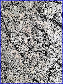 Original Abstract Action Painting jackson pollock style unstretched 36x41 Canvas