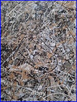 Original Abstract Action Painting jackson pollock style unstretched 36x41 Canvas