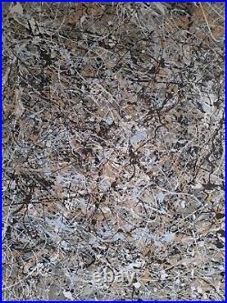 Original Abstract Action Painting jackson pollock style unstretched 36x41 Canvas