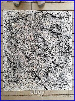 Original Abstract Action Painting jackson pollock style unstretched 36x41 Canvas